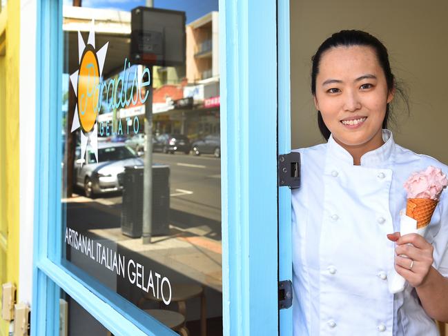 Paradise Gelato staff, including co-owner Joyce Ng, are not letting racist slurs get them down. Picture: Josie Hayden