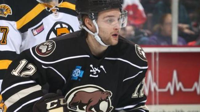 Nathan Walker has played 42 games this season with 19 points. Photo: Hershey Bears Facebook / Just Sports Photography