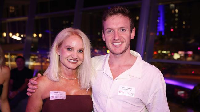 Belinda Leary and Marcus Thomas at the Gold Coast Bulletin Women of the Year Awards 2024 launch at Gold Coast Convention and Exhibition Centre. Picture, Portia Large.