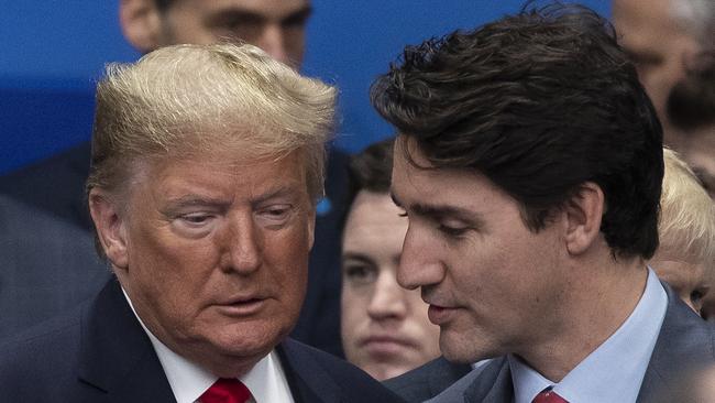 Donald Trump with Canadian Prime Minister Justin Trudeau, who has been forced to resign over his handling of the threat of 20 per cent tariffs. Picture: Getty Images.