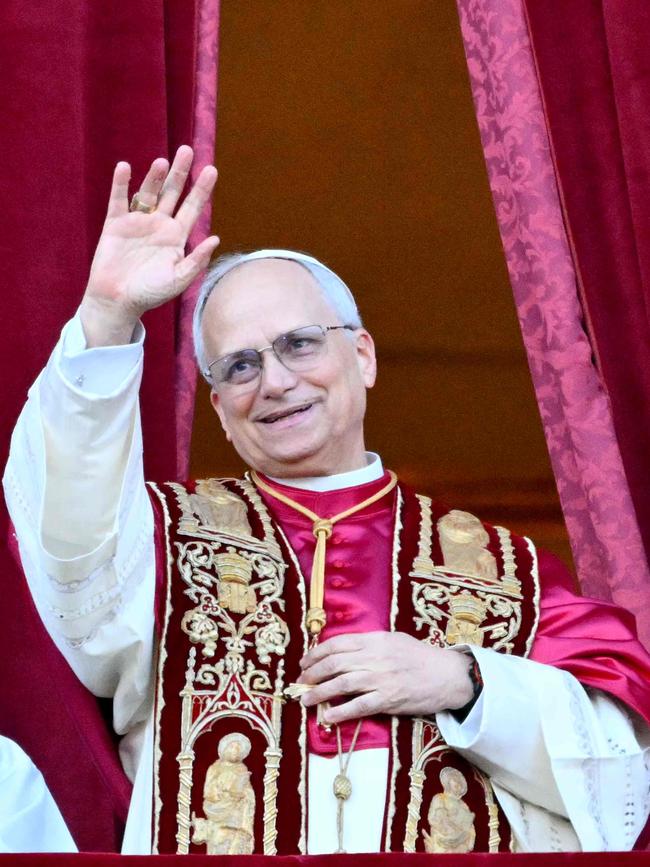 Newly elected Pope Leo XIV, Robert Prevost, after the Vatican announced him as the new leader of the Catholic church. Picture: Alberto Pizzoli