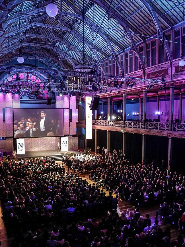 The Royal Exhibition Hall on the night of the World's 50 Best Restaurants Award ceremony in 2017. Picture: Sam Tabone