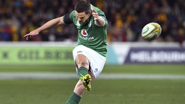 Ireland’s Johnny Sexton kicks a penalty against the Wallabies in Melbourne.