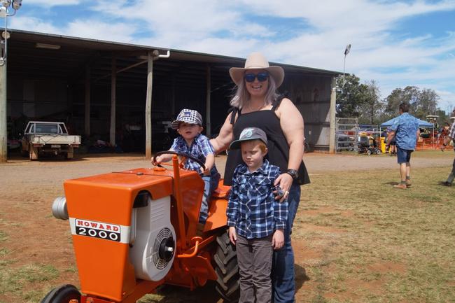 Casey McBride and her sons Thomas and Connor at Queensland Heritage Rally.