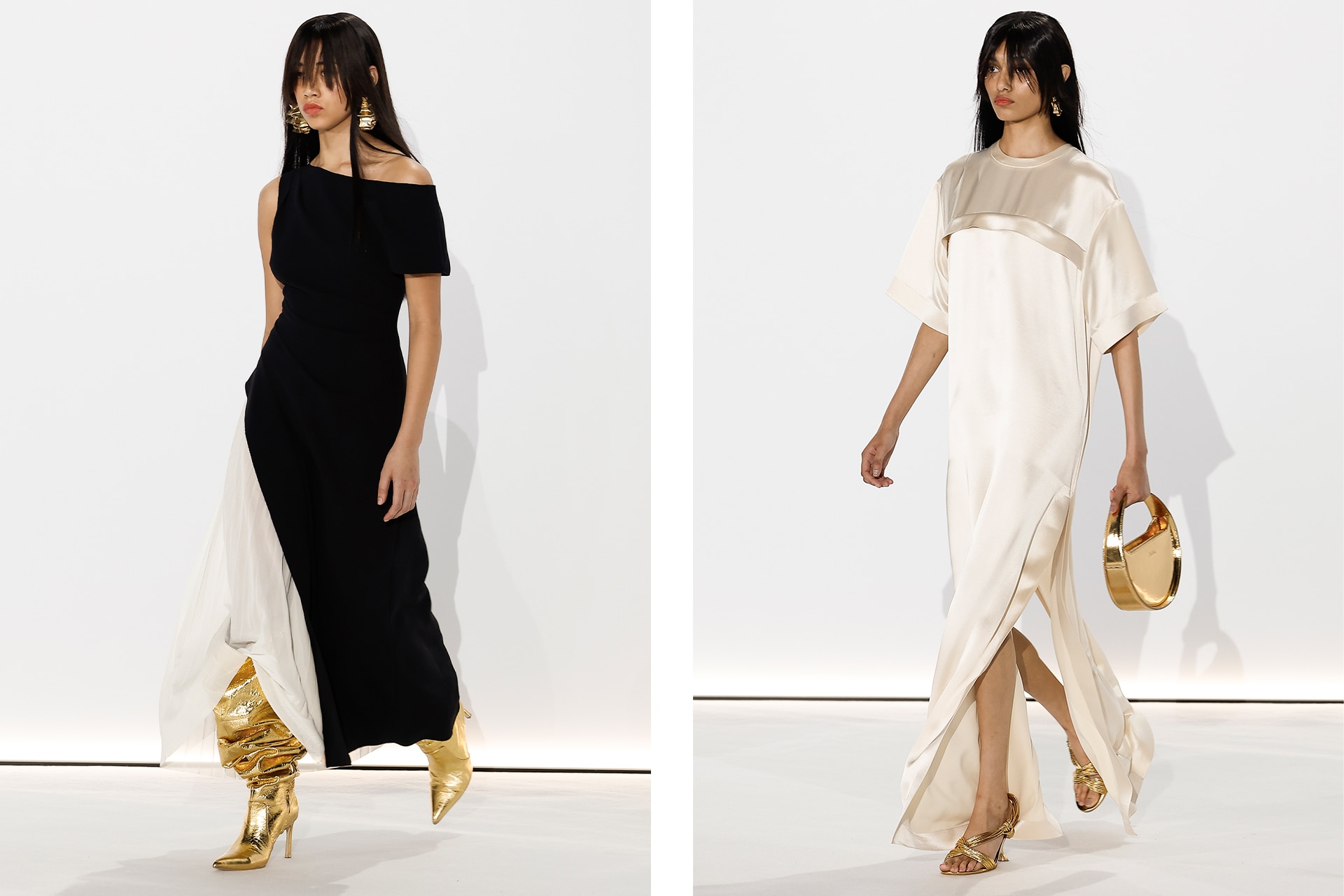 <p><em>Acler resort 2025. Image credits: Indigital</em></p><p>At Acler&rsquo;s presentation, metallic was the addition that every look needed. Taking centre stage as the primary accessory, the bright sheen of gold flashed at every opportunity. In a knotted heel; a crumpled knee-high boot; a stiff circular bag; larger than life statement earrings. For Acler&rsquo;s creative duo Kathryn Forth and Julia Ritorto, golden metallics was the answer to the monochromatic ensembles in their new collection, adding the right touch of loud, brassy glamour to the resort runway.</p>