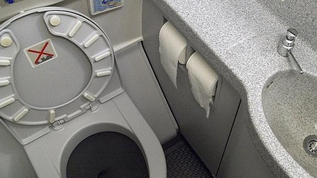 Flush with gold ... an aircraft toilet similar to one in which a package believed to contain gold bars was found.