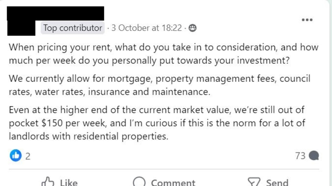 The wording of the post didn’t sit right with some of the other landlords. Picture: Landlords Australia