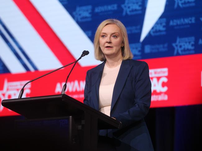 BRISBANE, AUSTRALIA. NewsWire Photos. OCTOBER 5, 2024. CPAC convention for the Institute of Public Affairs.Rt Hon Liz Truss MP, Former British Prime Minister.Picture: NewsWire/ Richard Gosling