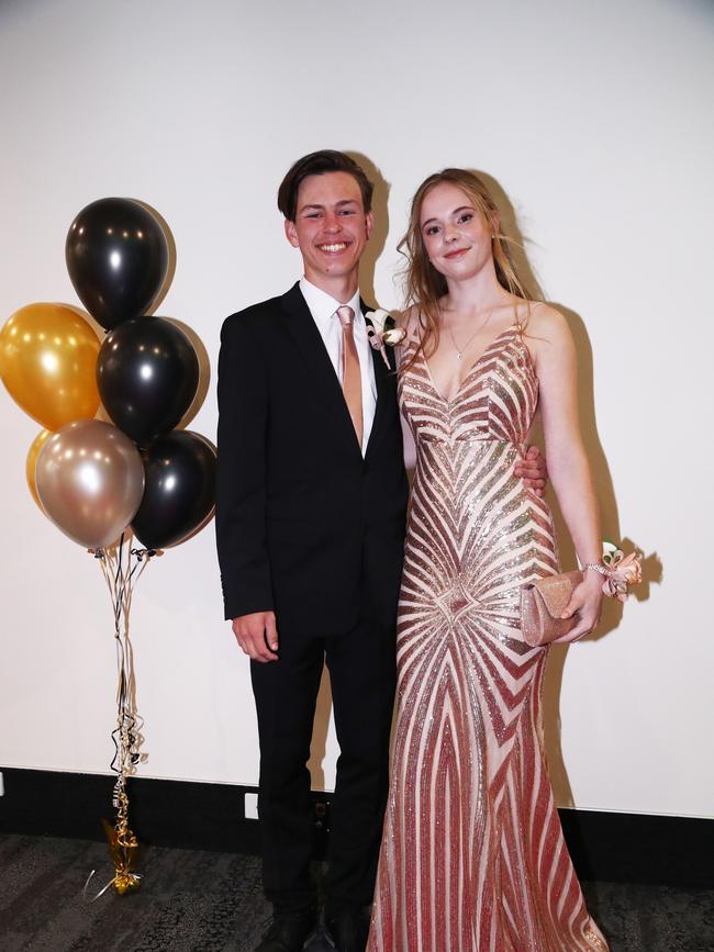 Phoebe Wood and Lucas Cherrier at Trinity Lutheran College formal at Gold Coast Convention and Exhibition Centre. Photograph : Jason O'Brien
