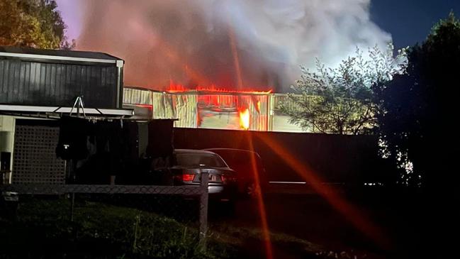 Police say a fire which gutted a commercial building at Yandina this week is suspicious. Picture: Facebook