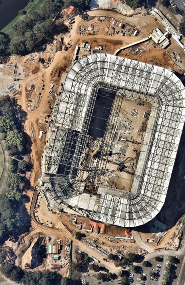 Western Sydney Stadium taking shape in October 2018. Picture: Nearmap