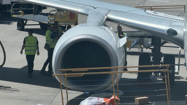 Qantas flight QF520 experienced a suspected engine failure after takeoff at Sydney Airport. Picture: Liam Mendes