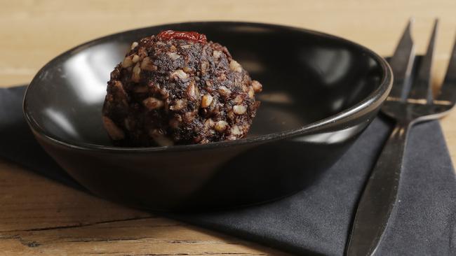 Abundance on the Westside’s house-made cacao and goji ball, a delightful combination of bitter cacao, nuts, seeds and the slightly tangy/sweet goji berries. Picture: Zak Simmonds