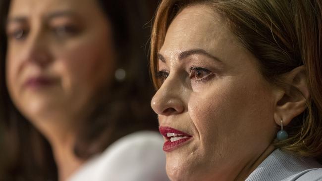 Queensland Premier Annastacia Palaszczuk and Treasurer Jackie Trad. Picture: AAP Image/Glenn Hunt