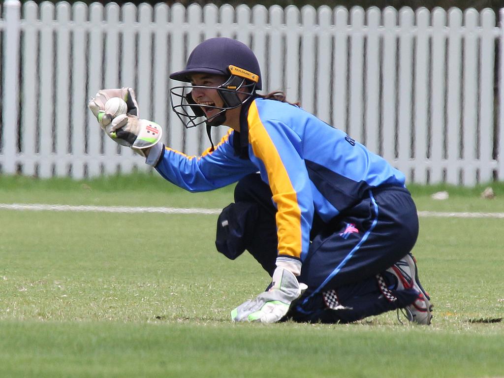 Katherine Raymont Shield women's cricket - Gold Coast Dolphins vs Wynnum-Manly/Redlands at Bill Pippen Oval, Robina. Dolphins Keeper Chelsea Gan ( Out ). Pic Mike Batterham