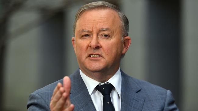 Anthony Albanese speaks to media at Parliament House in Canberra on Monday morning. Picture: Mick Tsikas/AAP