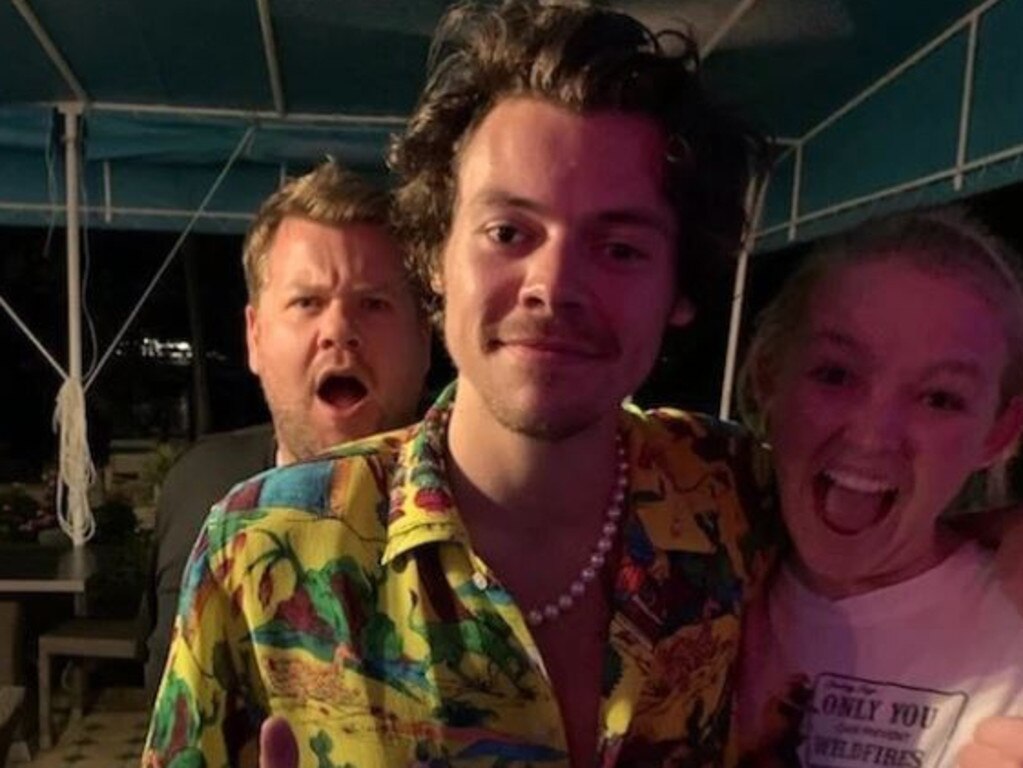 James Corden, Harry Styles and a fan. Picture: Facebook
