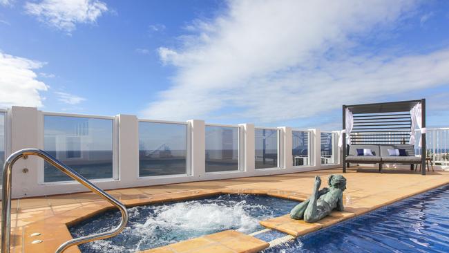 The swimming pool area at the Oscar on Main penthouse. Photo: Supplied