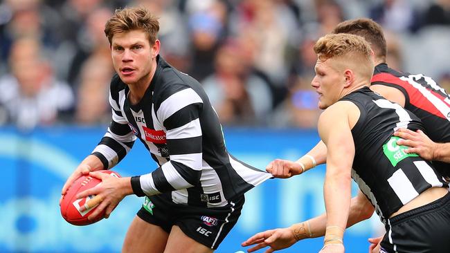 Taylor Adams was guilty of butchering the footy. Picture: Getty Images