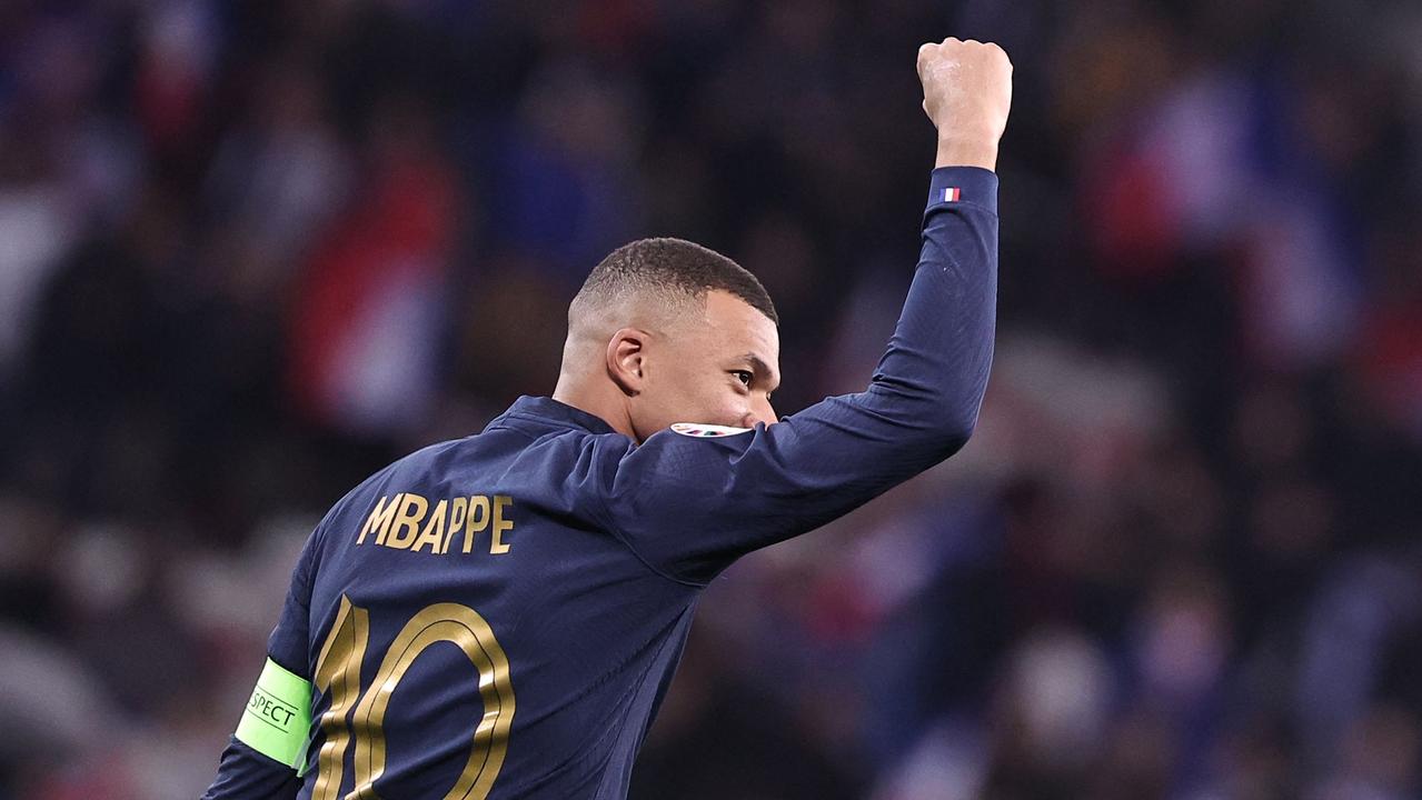 Kylian Mbappe scored a hat-trick for France against Gibraltar. (Photo by FRANCK FIFE / AFP)