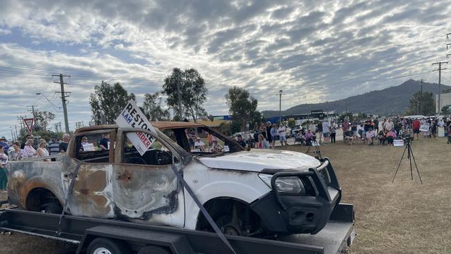 Hundreds turned out to the Townsville Rally Against Crime on Saturday morning. Picture: Leighton Smith.