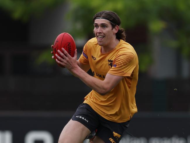 MELBOURNE , AUSTRALIA. November 20, 2023. AFL . Hawthorn footy training at Waverly Park .   Will Day during todays session   . Pic: Michael Klein