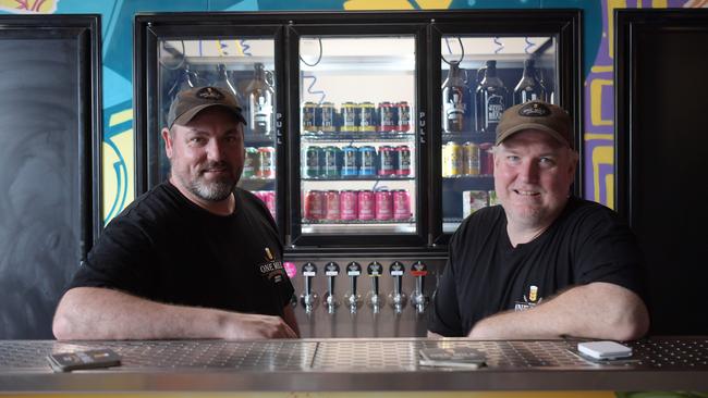 Owners Brady Byram and Stuart Brown at the newly reopened One Mile Brewery. Picture: (A)manda Parkinson