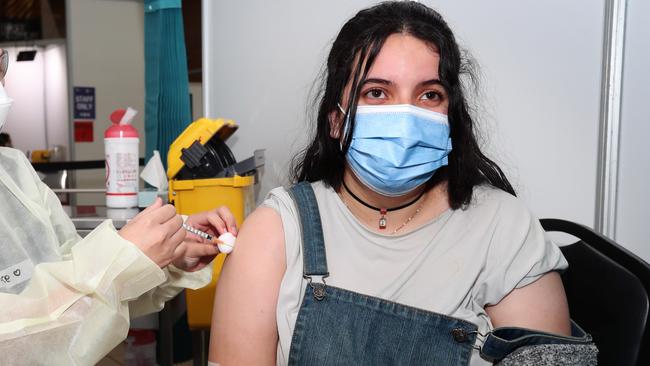 Year 12 student Charlotte Sherlock received her first vaccine dose. Picture Rebecca Michael.