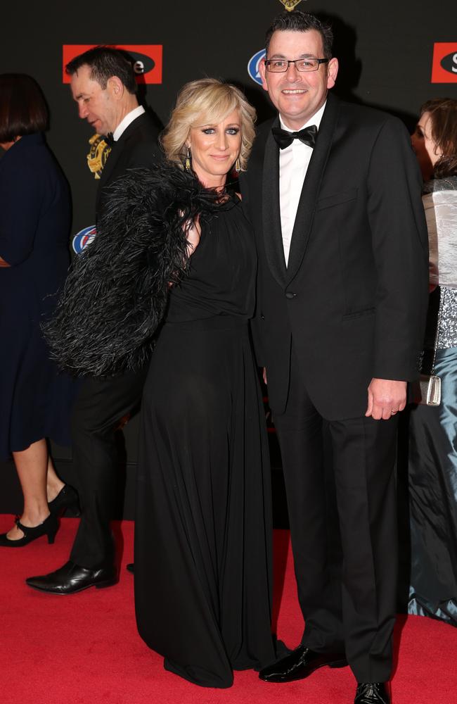 Daniel Andrews premier of Victoria and wife Catherine Andrews arrive on the red carpet for the 2015 AFL Brownlow Medal presentation held at Crown Casino on Monday, September 28, 2015, in Melbourne, Victoria, Australia. Picture: Tim Carrafa