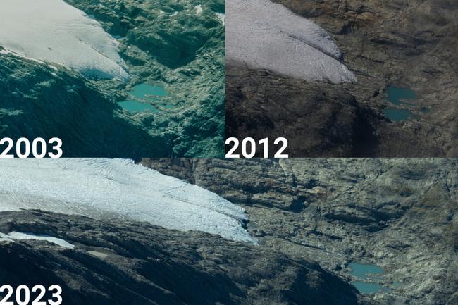 The Southern Alps glaciers have retracted markedly over the years.