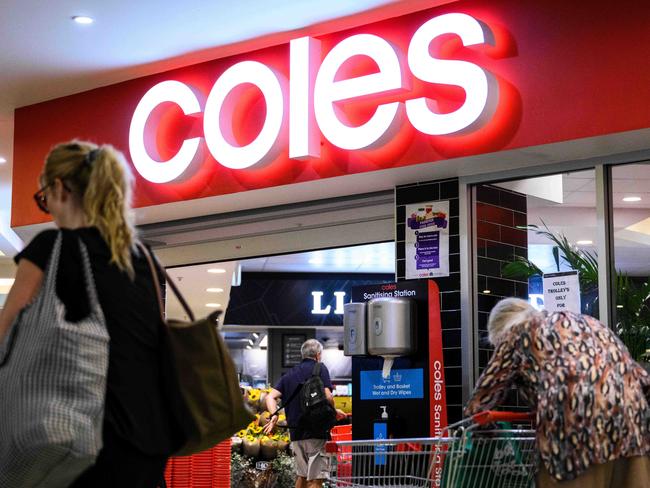 SYDNEY, AUSTRALIA - NewsWire Photos April 19, 2021: Signage outside a Coles supermarket, Sydney. Picture: NCA NewsWire / James Gourley