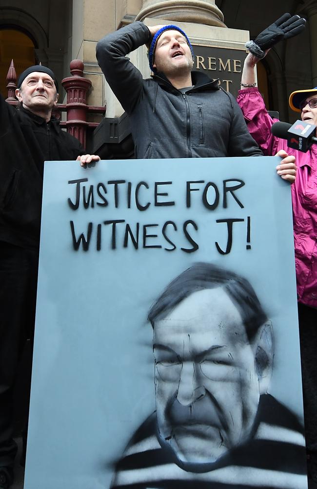 Supporters of abuse victims after Pell’s appeal was rejected in August. Picture: Julian Smith/AAP