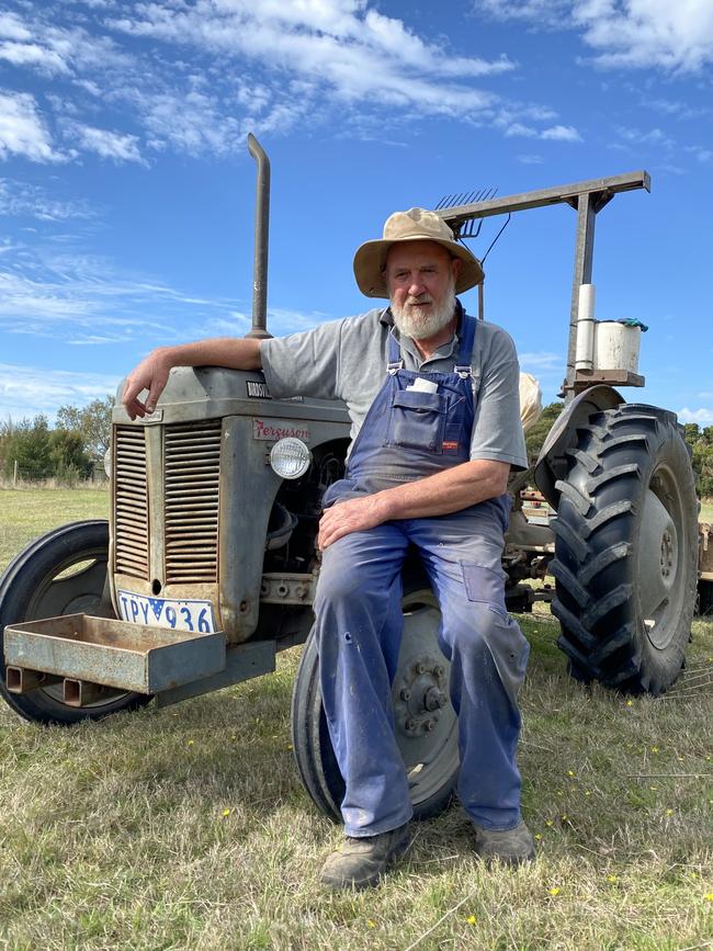 Phillip Island farmer Ian McFee with his 1950 Grey Ferguson.