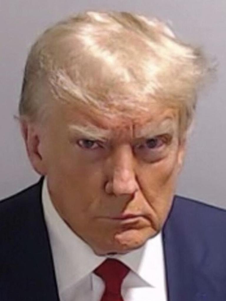 Booking photo of former US President Donald Trump after his arrest on August 24, 2023 at the Fulton County Jail in Georgia. Picture: Fulton County Sheriff’s Office/AFP