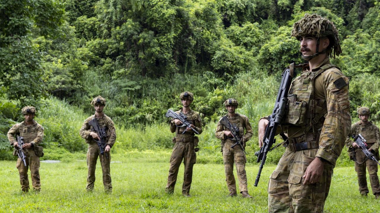 Troops catching a breather before going into patrols activities. Picture Supplied.