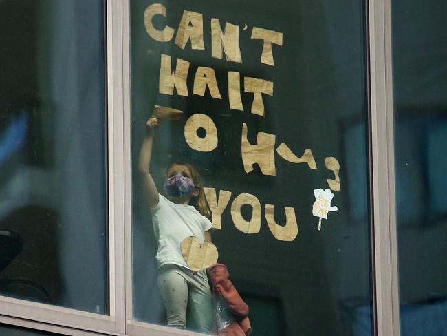 The Westin Hotel and the Four Points Sheraton  are being used as Hotel Quarantine venues during the Covid Pandemic. Signs in the window of The Westin Hotel. Brisbane CBD Tuesday 22st June 2021 Picture David Clark