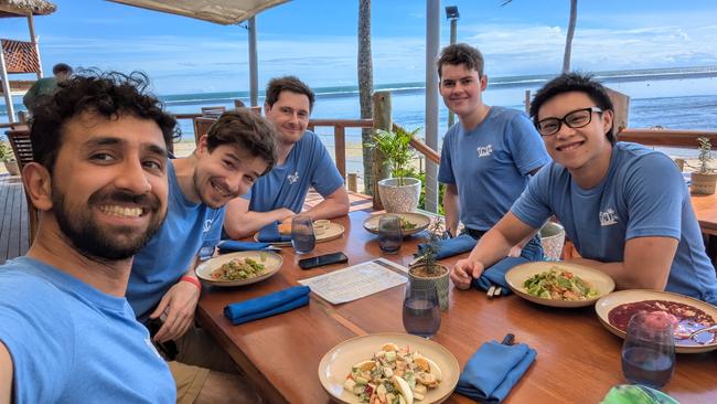 Harmony Intelligence's team (from left) Soroush Pour, Alex Browne, Chris Mathwin, Collin Gray and James Dao, is using artificial intelligence to fight AI-powered cyber attacks.