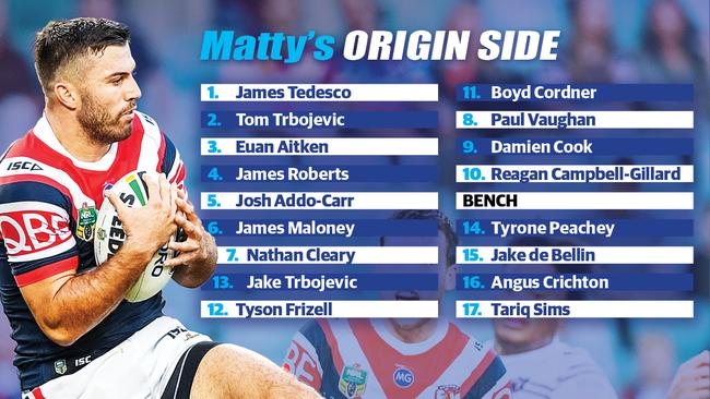 Matty Johns’ Blues team for Origin I.