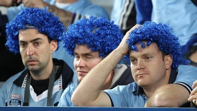  NSW fans show their feelings after the Blues lost game three of the NSW v Queensland State of Origin series at ANZ Stadium, ...