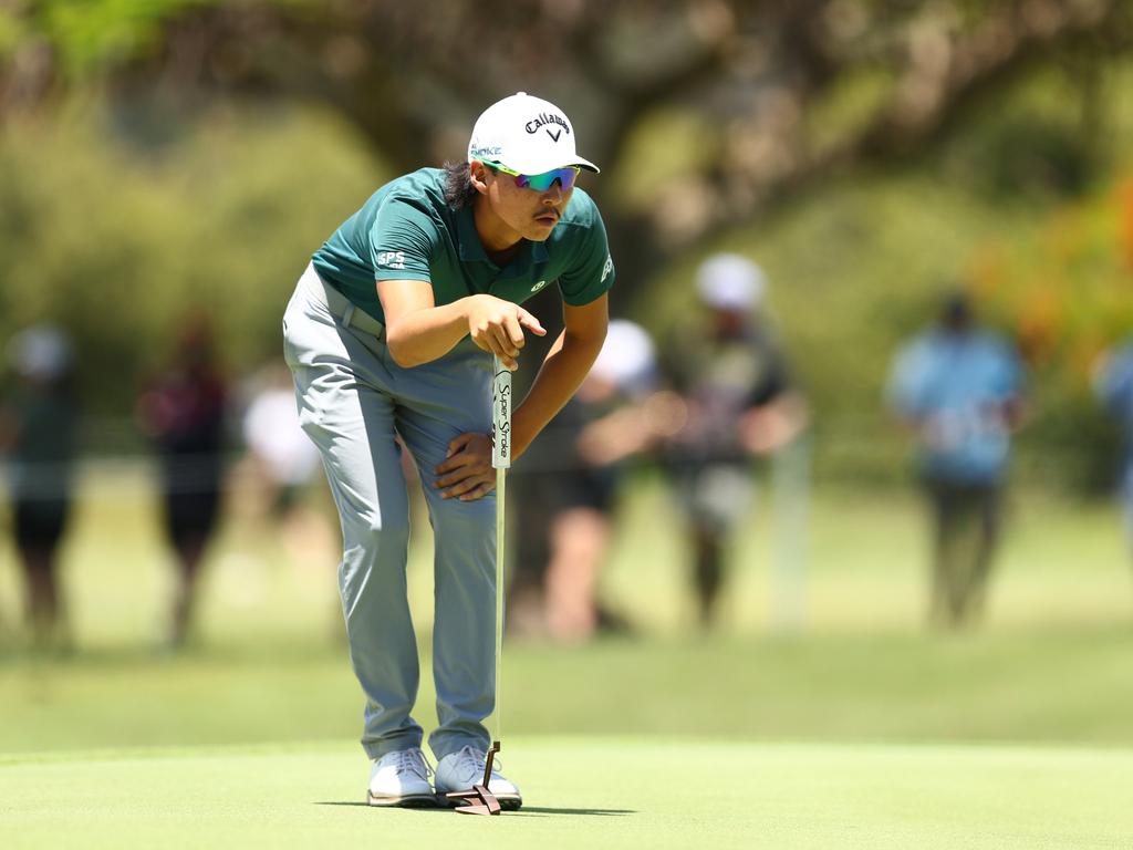 A knee problem affected Min Woo Lee’s attempts to study putts at Royal Queensland. Picture: Chris Hyde/Getty Images