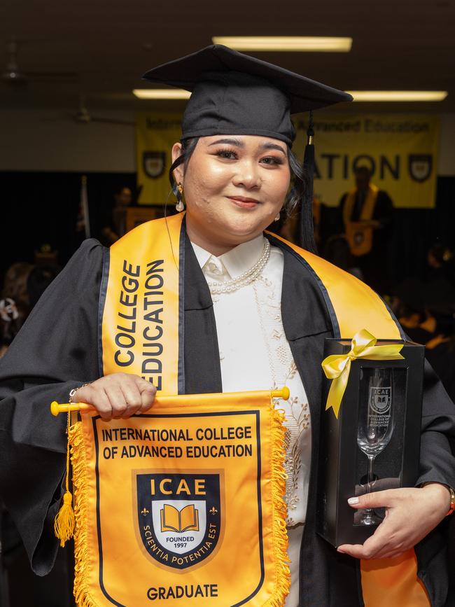 Janica Ross Besana receives Student of the year award at the International College of Advanced Education Graduation, May 2025. Picture: Pema Tamang Pakhrin