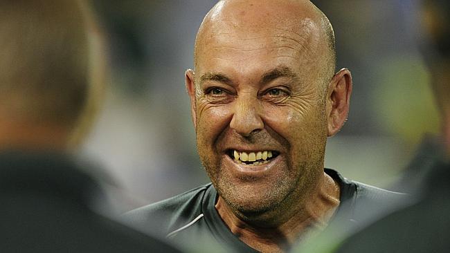 Life's pretty good out on the pitch as national coach Darren Lehmann laughs after winning the second ODI game be...