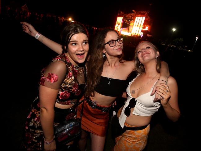 The Grass Is Greener music festival at the Cairns Showgrounds. Alyson Kempster, Courtney Appleby ans Monique Palmer. PICTURE: STEWART MCLEAN