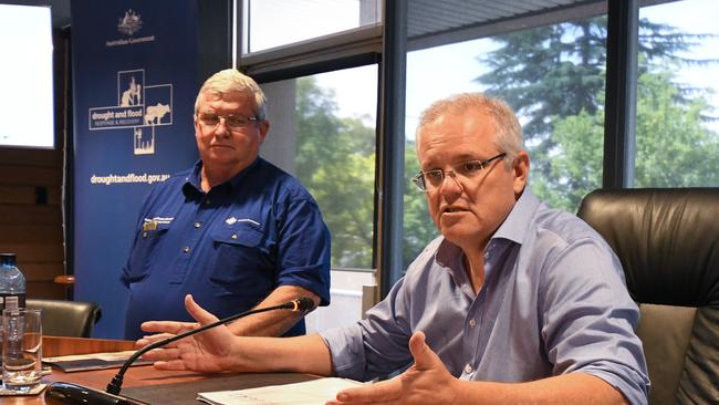 Scott Morrison attends a drought recovery meeting at the Orange City Council chambers in Orange, NSW. Picture: AAP