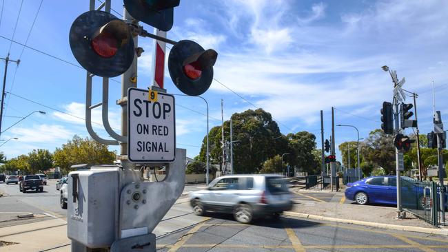 The state and federal governments will spend $400m combined for Marion Rd tram crossing upgrades. Picture: Brenton Edwards