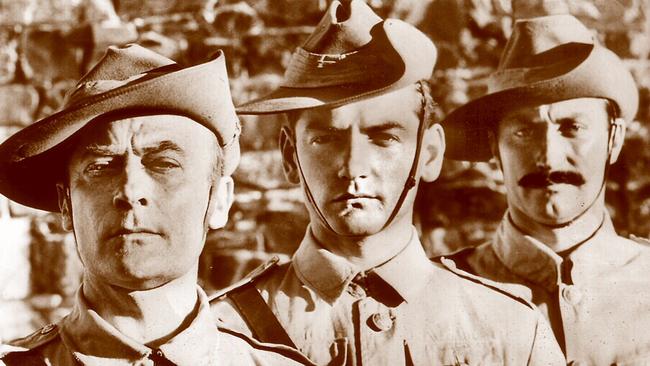 Edward Woodward, left, Lewis Fitz-Gerald and Brown in <i>Breaker Morant </i>(1980).