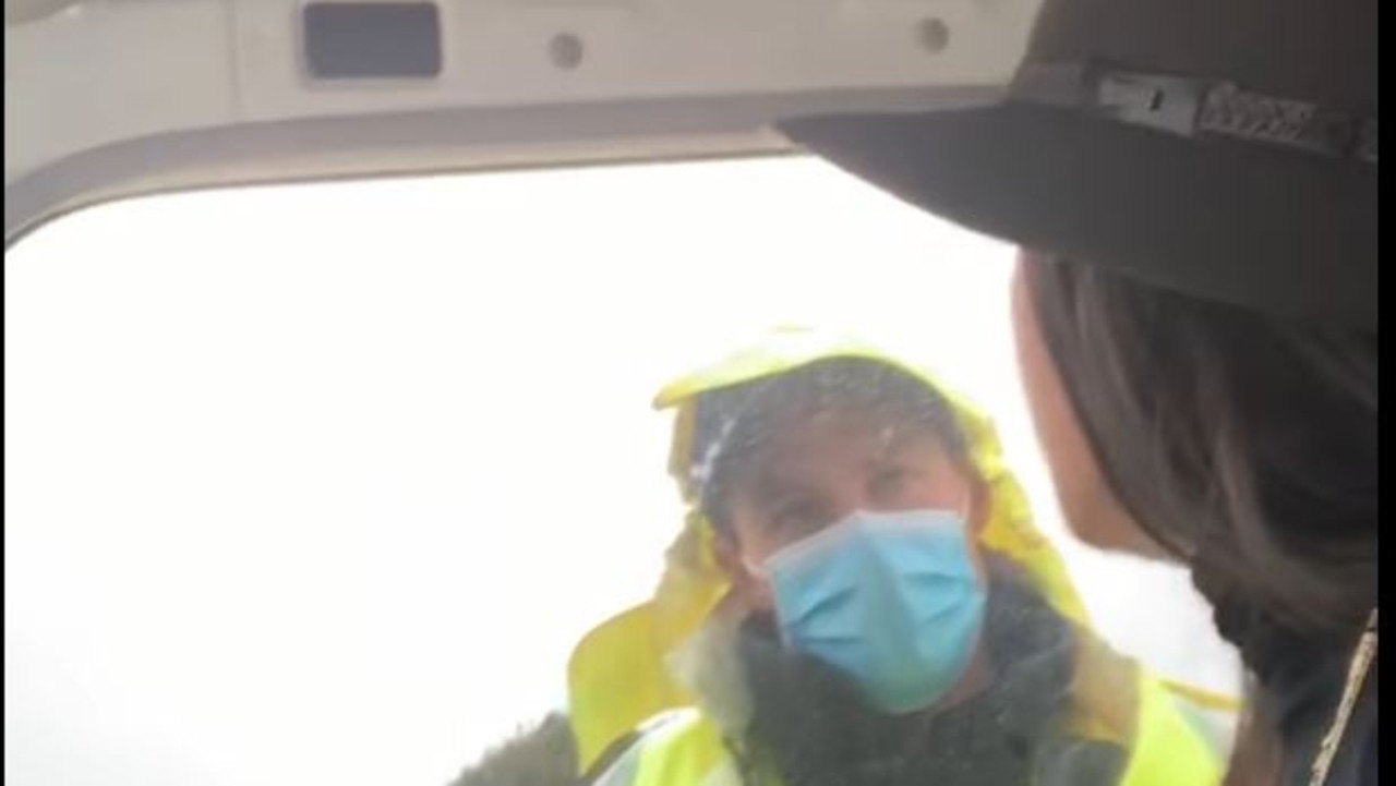 A coronavirus conspiracy theorist who filmed herself laughing after she drove past a COVID-19 police barricade in Victoria without giving her details has been slammed as ‘dumb’ and ‘disrespectful’. Picture: Facebook