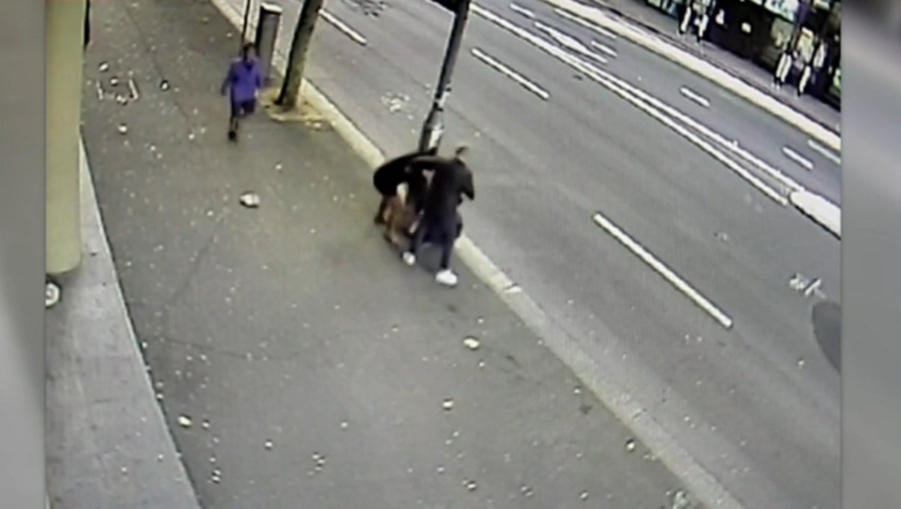 Assault of pregnant woman caught on camera