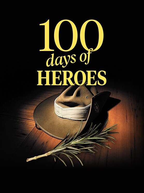 Logo for 100 days of heroes in the Mercury newspaperhundred days of heroes