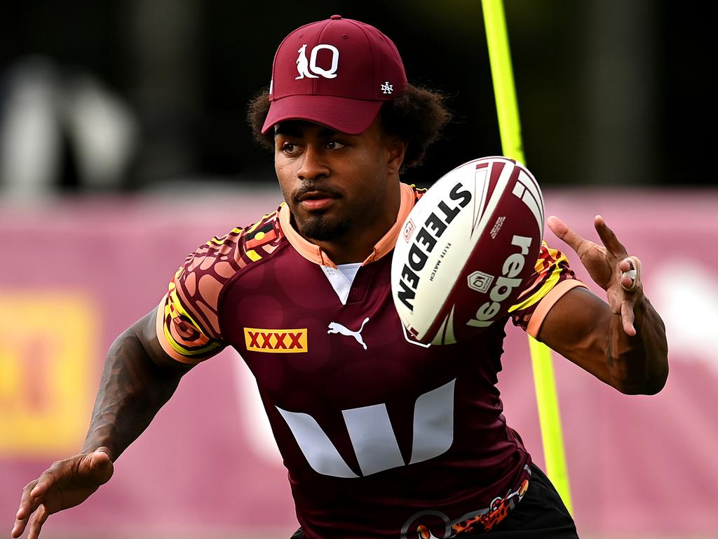 Ezra Mam has been catapulted into the Maroons side. Picture: Albert Perez/Getty Images